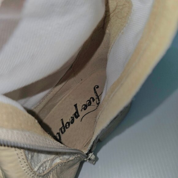 Free People Bren Knee High Boot Womens EU 39 Cream Embroidered Boho Slouchy - Picture 14 of 16